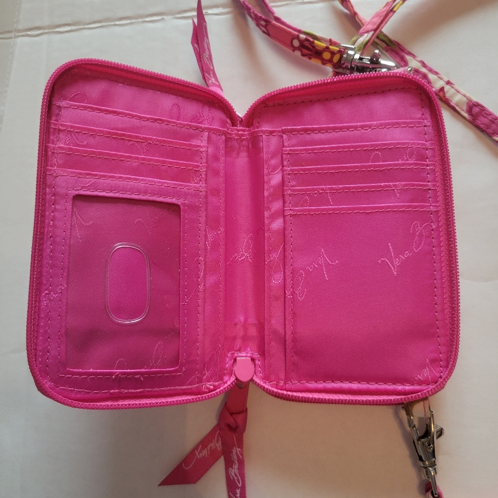 Vera Bradley Quilted Cotton Crossbody Purse Pink Floral Wallet Organizer Bag - Picture 7 of 8